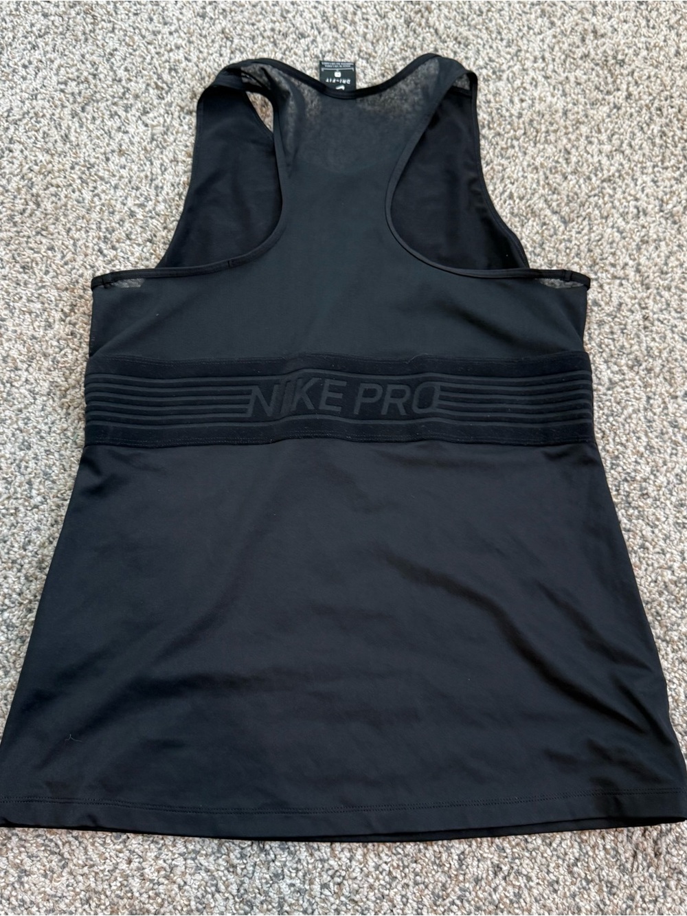 L Nike Pro Deluxe Dri-FIT Womens Training Tank Top Black Velvet Mesh Large Rac